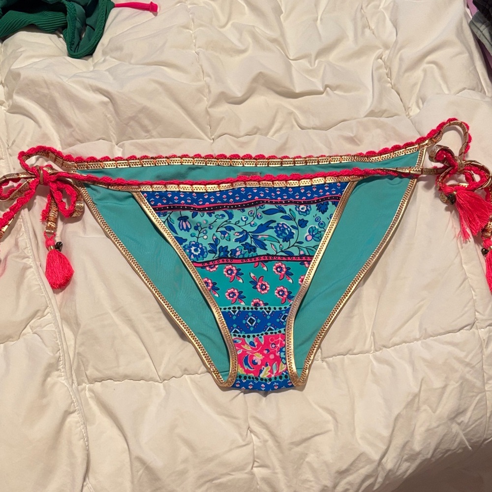 Aerie Teal and Pink Patterned Bottoms